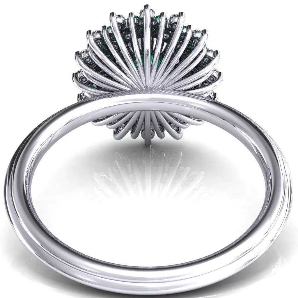 Eridanus Oval Emerald Cluster Diamond and Emerald Halo Wedding Ring ver.1
