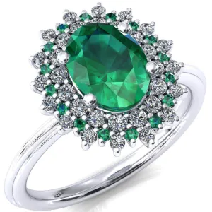 Eridanus Oval Emerald Cluster Diamond and Emerald Halo Wedding Ring ver.1