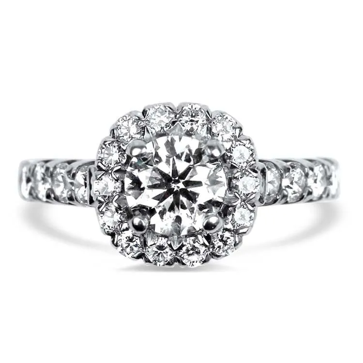 Estate 14k White Gold Forevermark .80ct Diamond Ritani Halo Ring