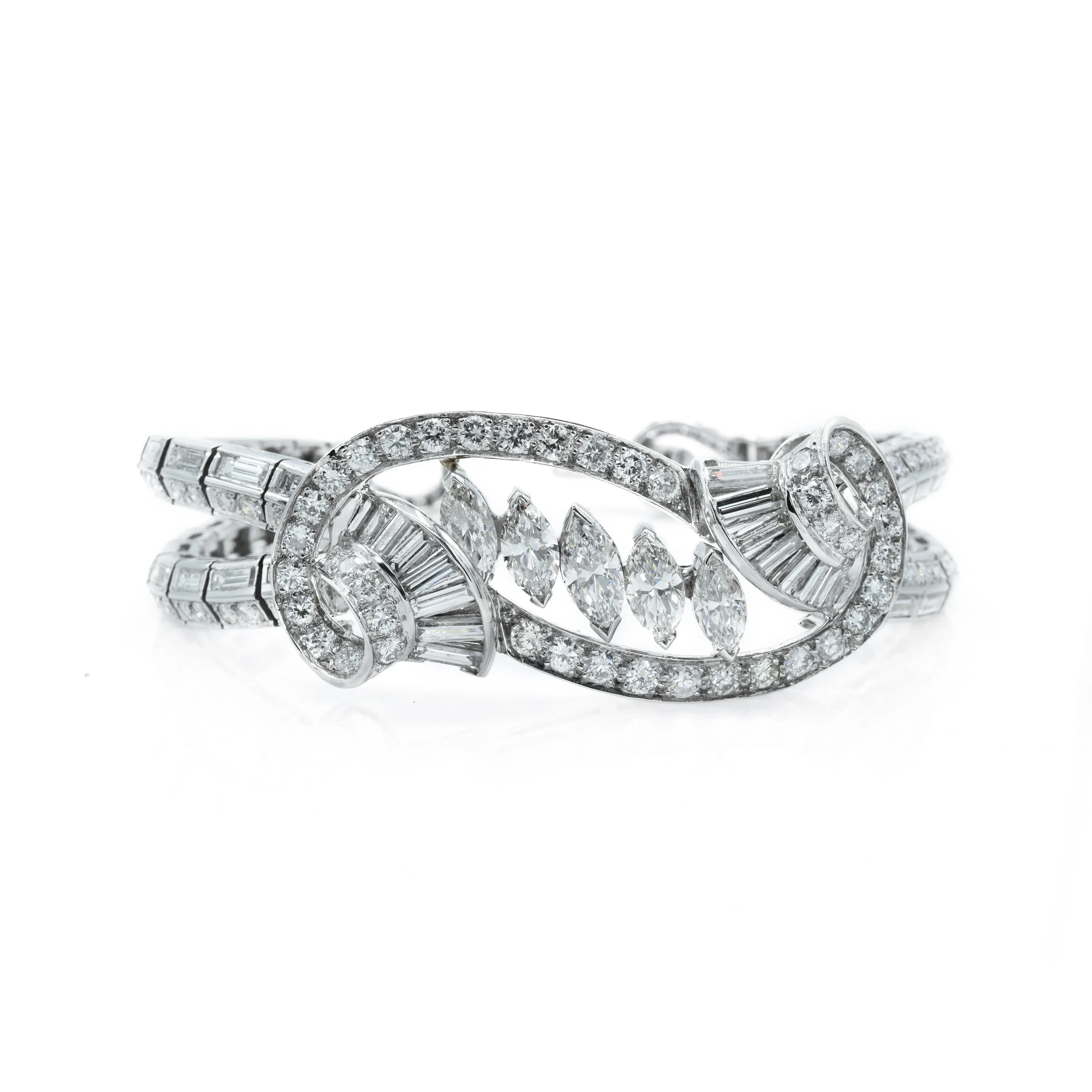 Estate 1950s Platinum And Diamond Bracelet