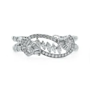 Estate 1950s Platinum And Diamond Bracelet