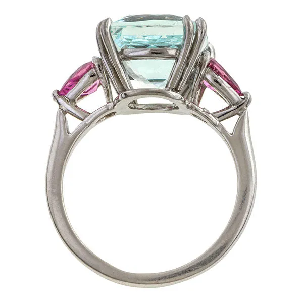 Estate Aquamarine & Pink Tourmaline Ring