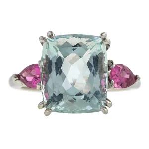 Estate Aquamarine & Pink Tourmaline Ring
