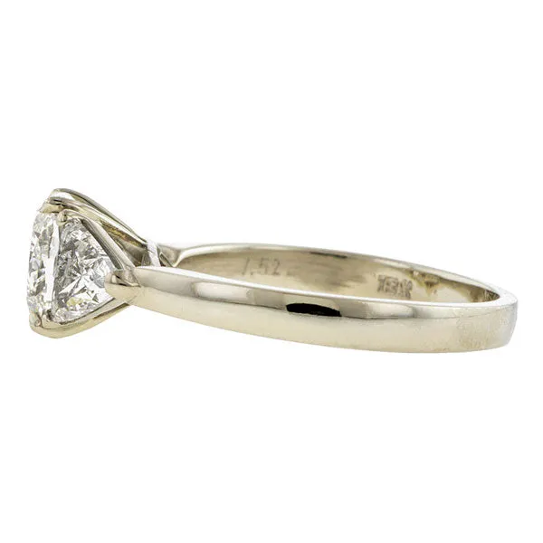 Estate Three Stone Diamond Ring, Cushion cut 1.52ct: