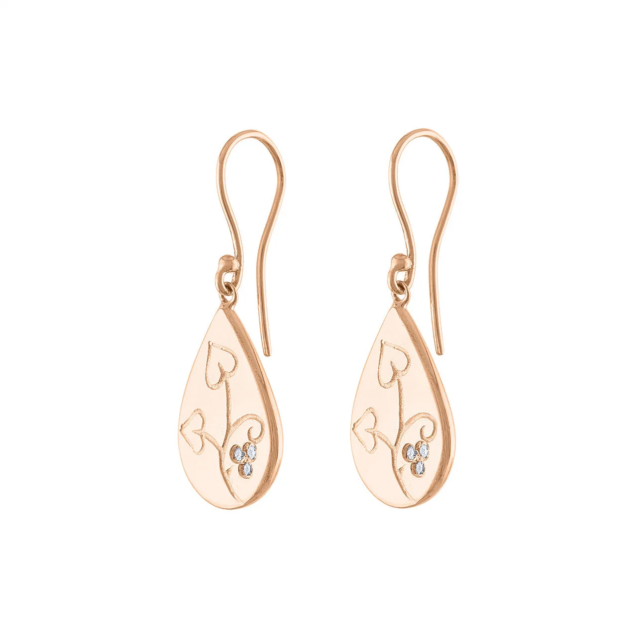 Exquisite Diamond Teardrop Earrings, 14K Yellow Gold Diamond Teardrop Earring, Unique Hand Engraved Diamond Earring