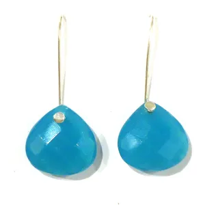 Faceted Teardrop Earrings - Teal