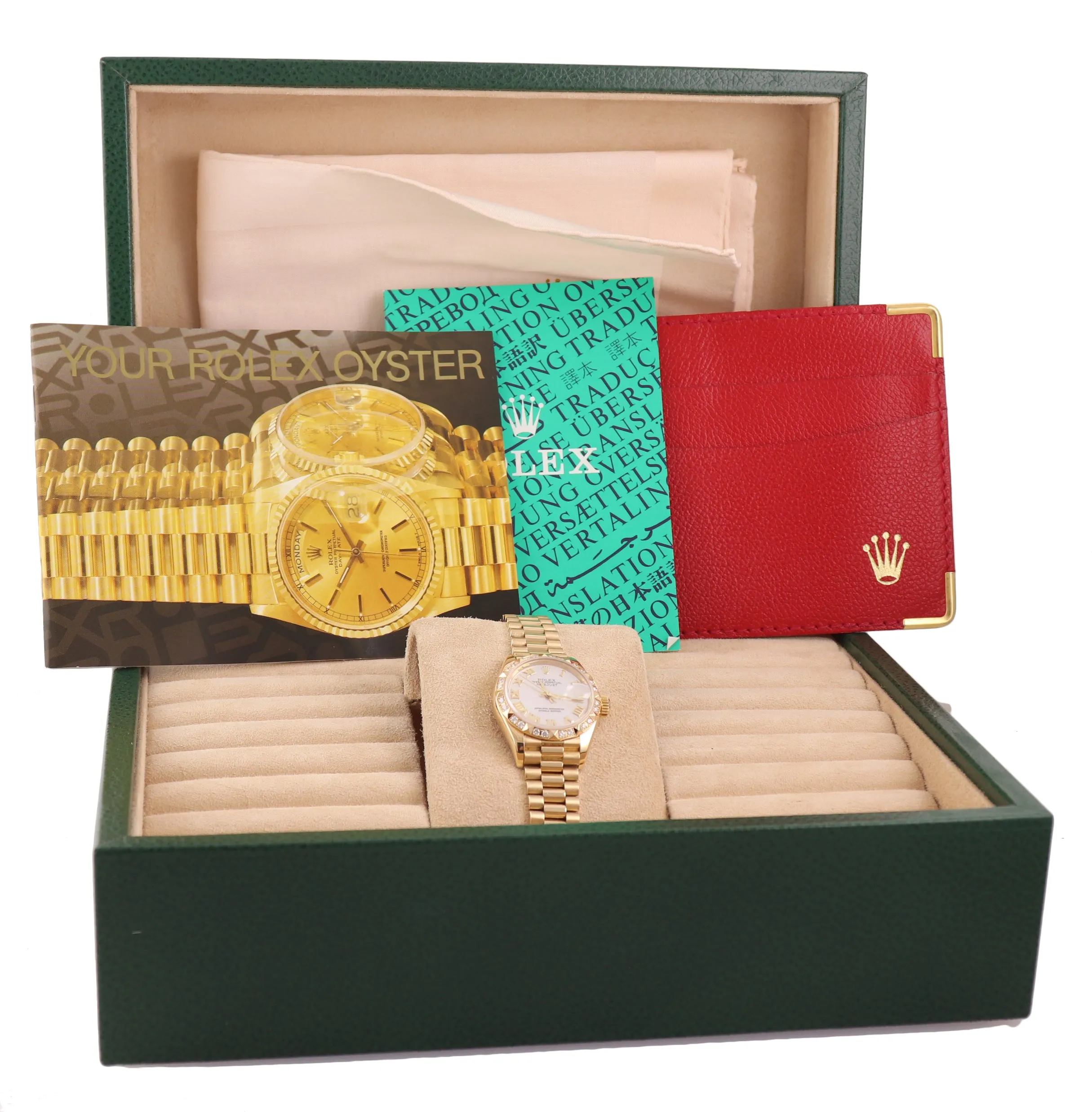FACTORY MOP Roman Ladies 79258 Rolex DateJust President Diamond 18k Gold Bezel