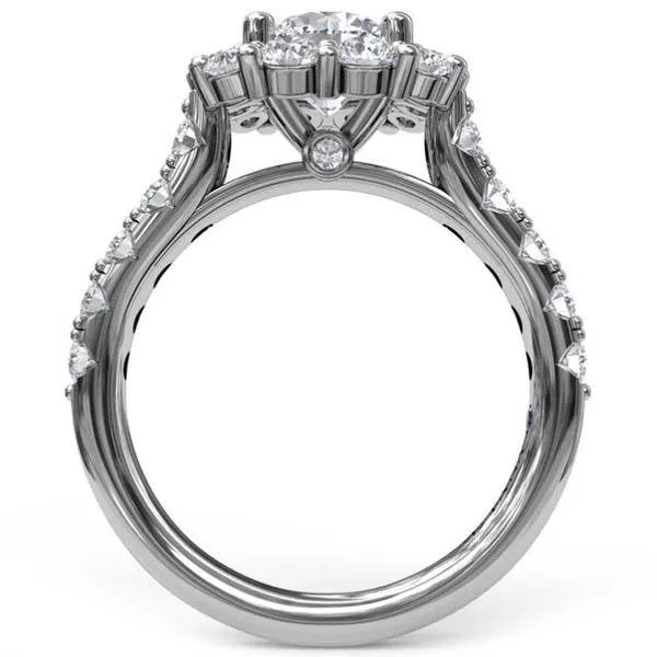 Fana Cushion Halo Round Center Diamond Engagement Ring