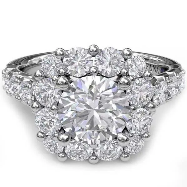 Fana Cushion Halo Round Center Diamond Engagement Ring