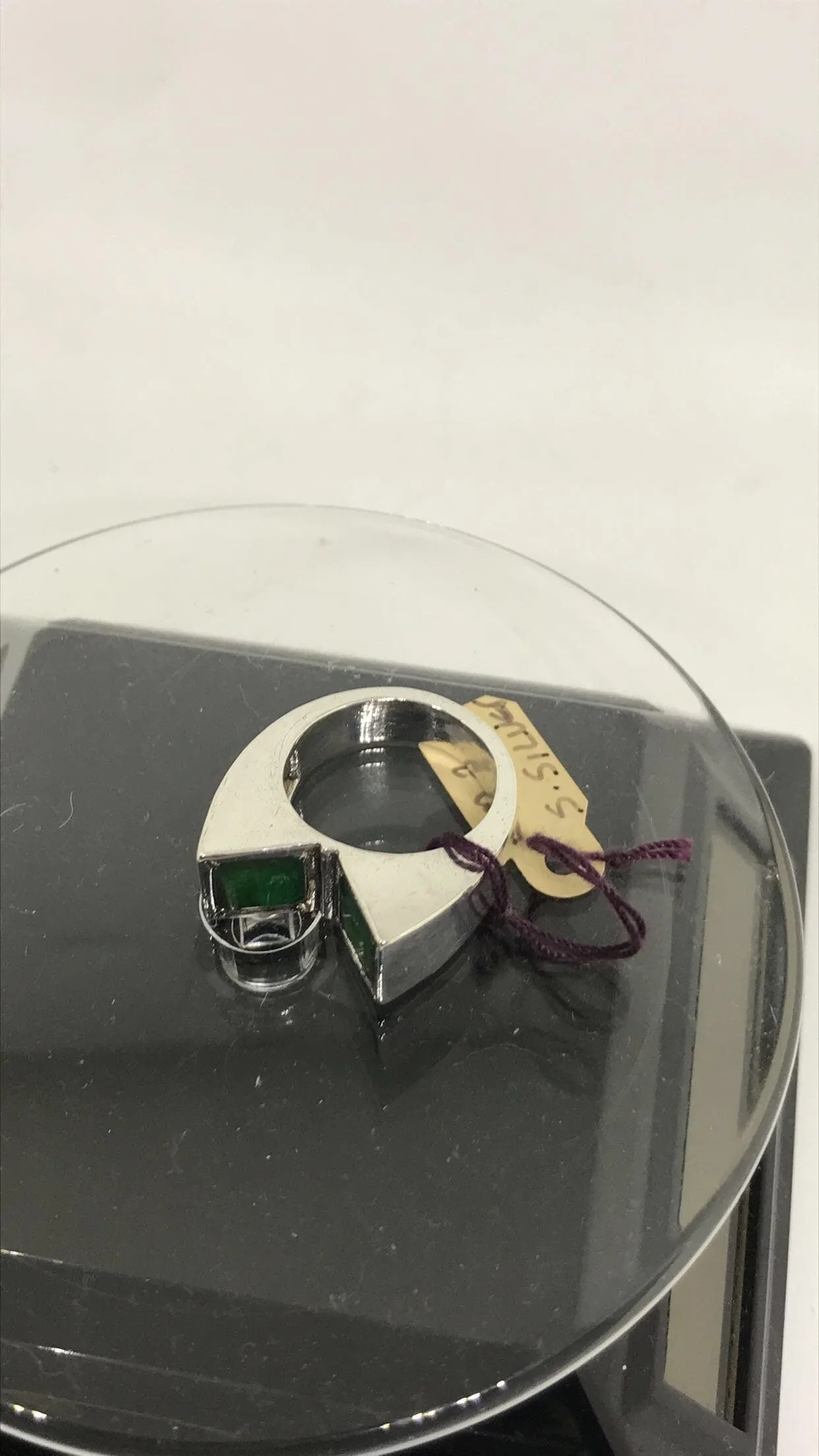 Fancy Brazilian Emerald Handmade Sterling Silver Ring (Size 7)
