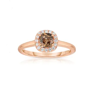 Fancy Cognac Cushion Center Ring