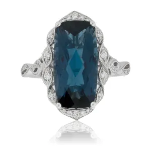 Fancy Cut London Blue Topaz Milgrain Style Ring