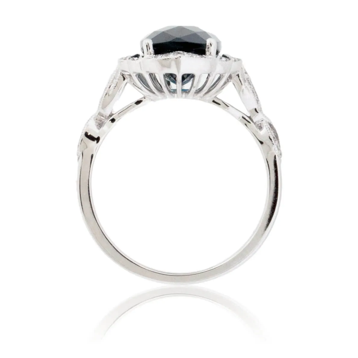 Fancy Cut London Blue Topaz Milgrain Style Ring