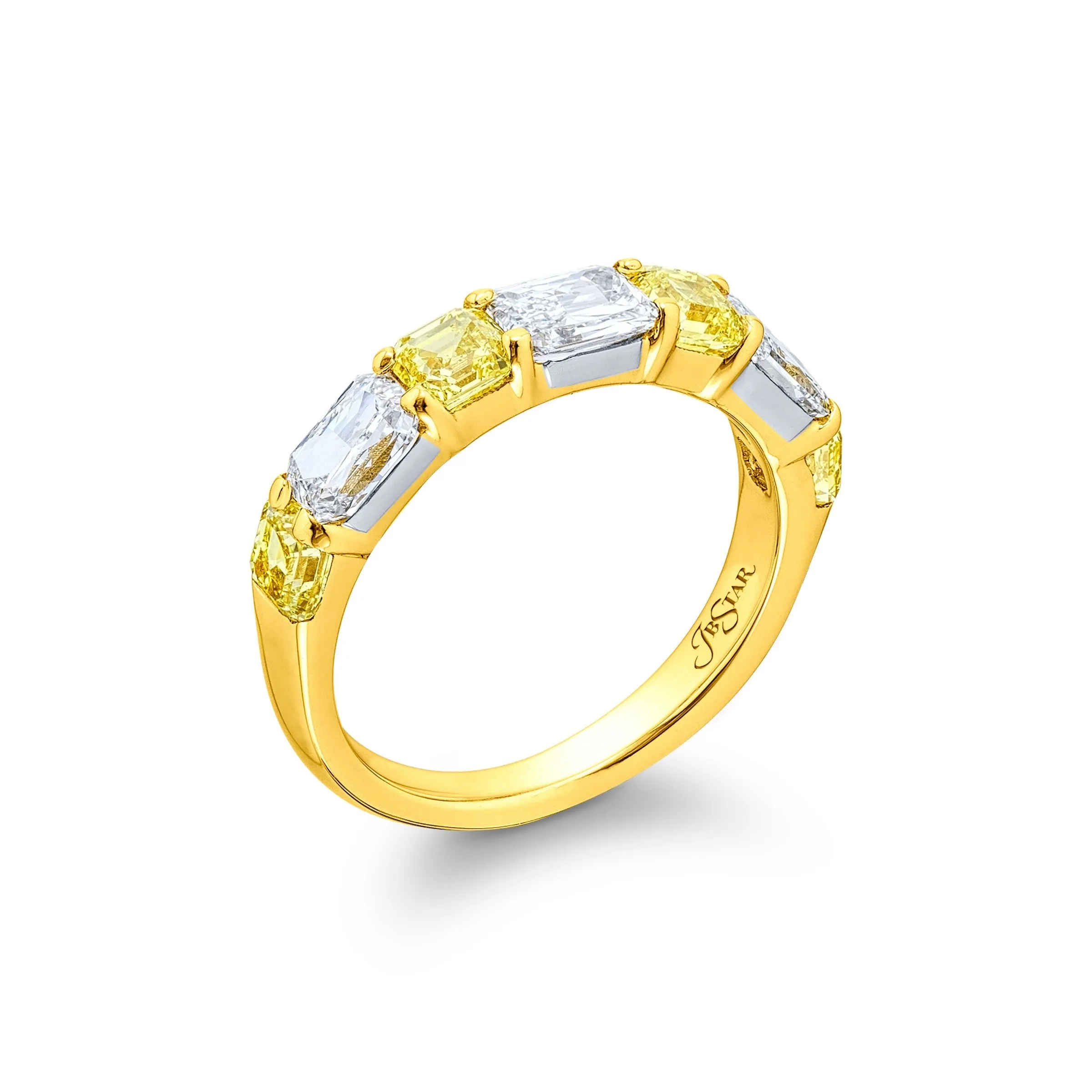 Fancy Yellow Radiant and Emerald-cut Diamond Band