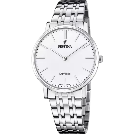Festina Swiss Made Gents White Dial Stainless Steel Watch