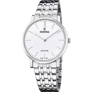 Festina Swiss Made Gents White Dial Stainless Steel Watch