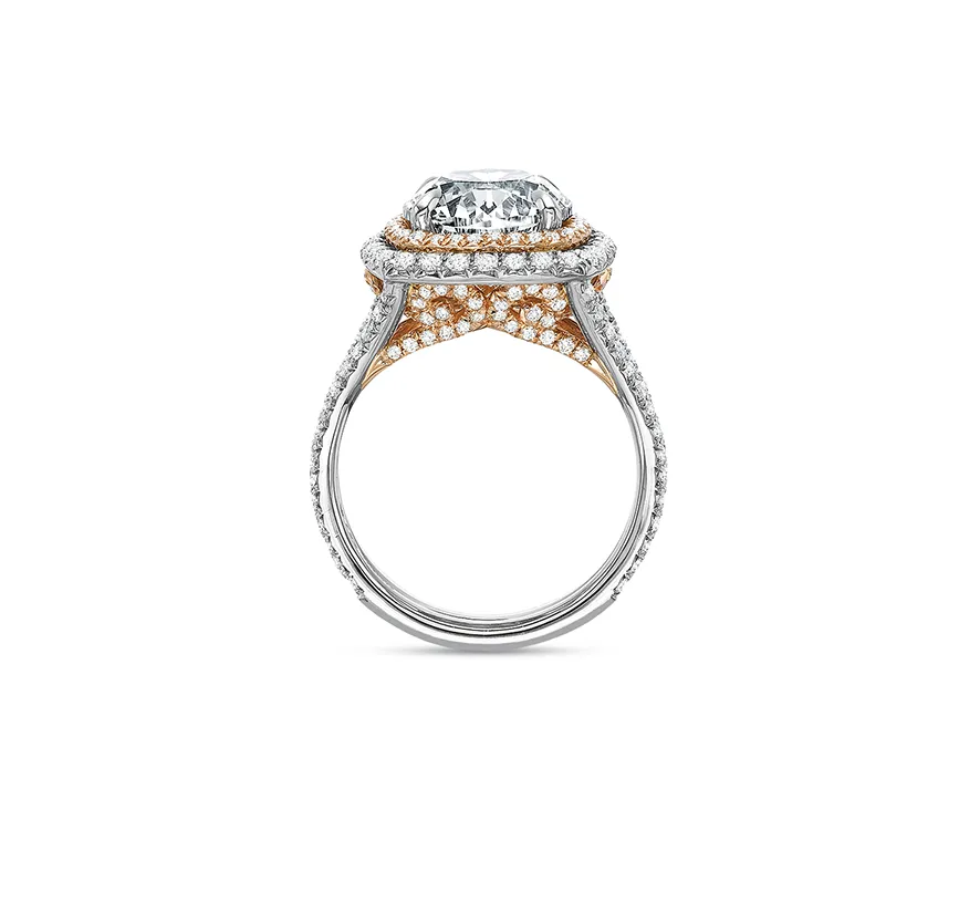 Fink's Exclusive Round Diamond Double Halo Engagement Ring
