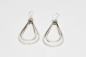 Flat Sterling Silver Double Teardrop Earrings