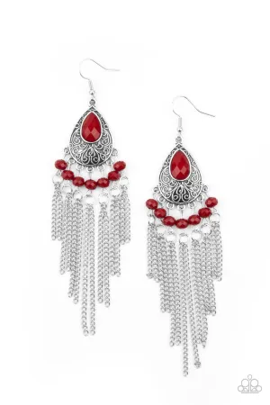 Floating on HEIR Red Paparazzi Earrings