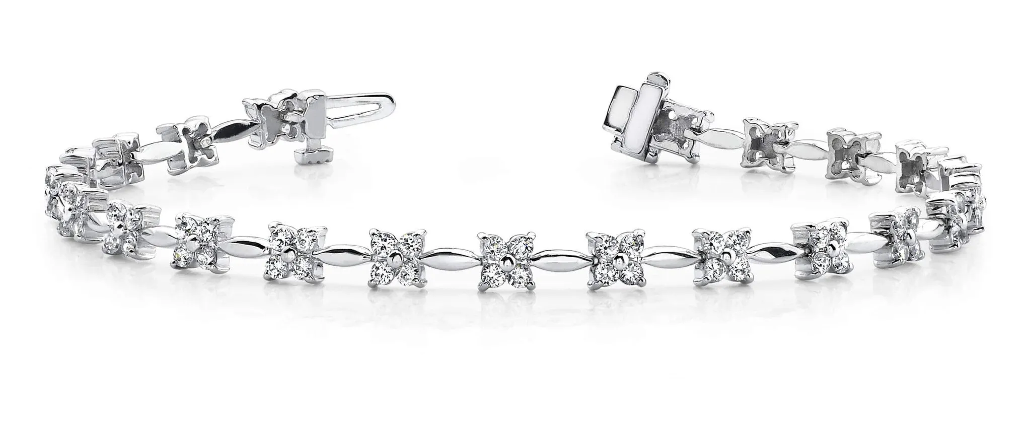 Flower Link Diamond Bracelet with 1.94 ct.(finished) 1.7mm