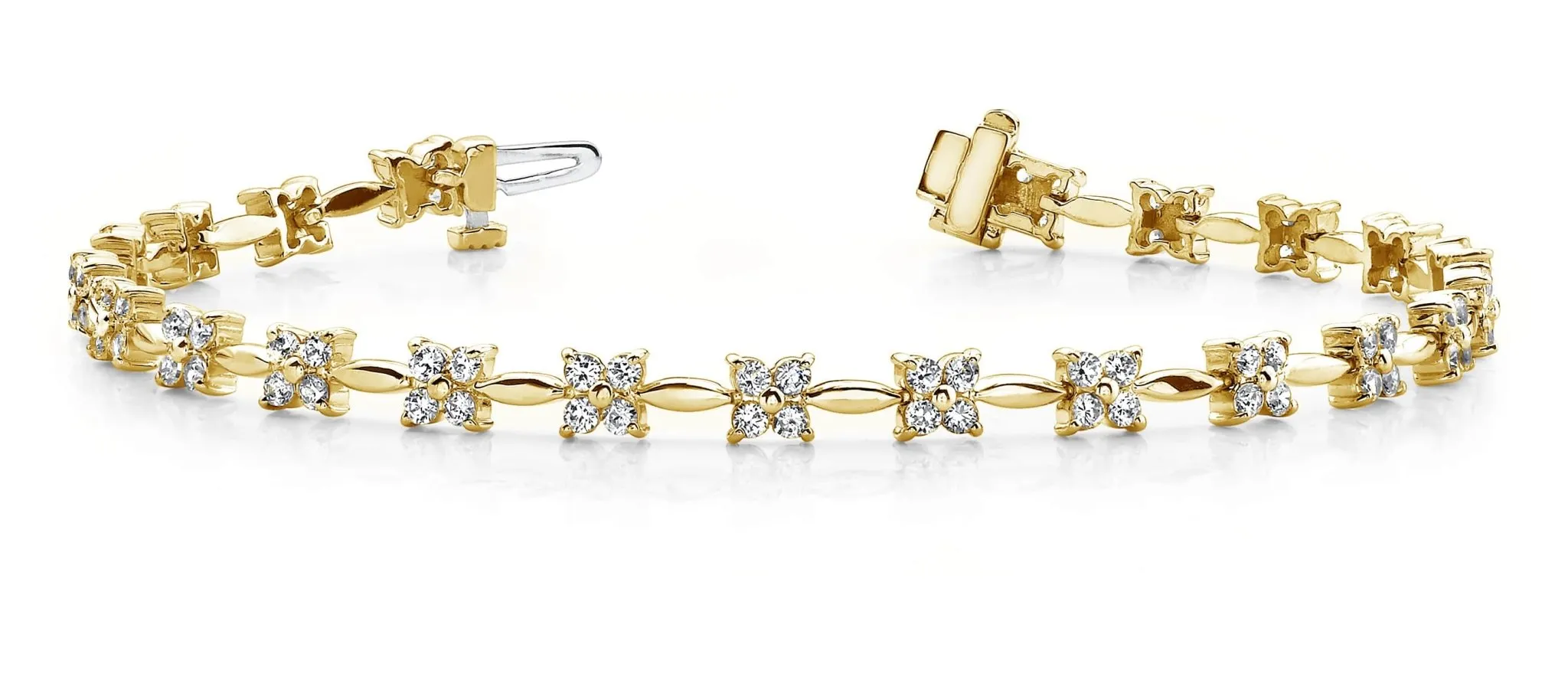 Flower Link Diamond Bracelet with 1.94 ct.(finished) 1.7mm