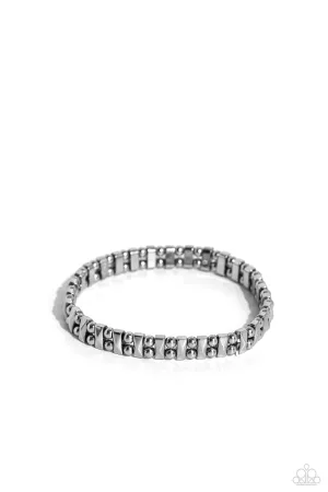 Fortune Favors The Fierce - Silver - Link Paparazzi Men's Stretchy Bracelet