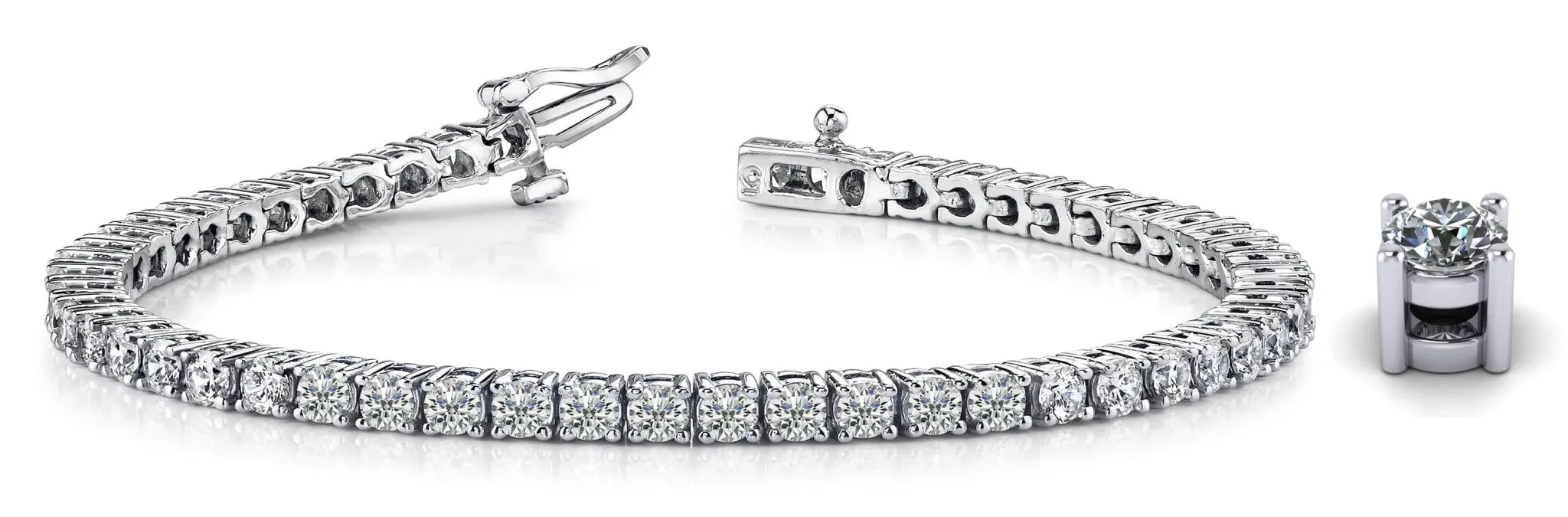 Four Prong Classic Lab-Grown Diamond Tennis Bracelet with 3.05 ct.(finished) 2.4mm