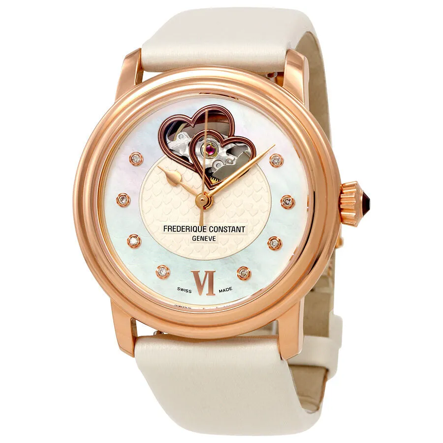 Frederique Constant Double Heart Beat Mother of Pearl Dial Ladies Watch 310DHB2P4 FC-310DHB2P4