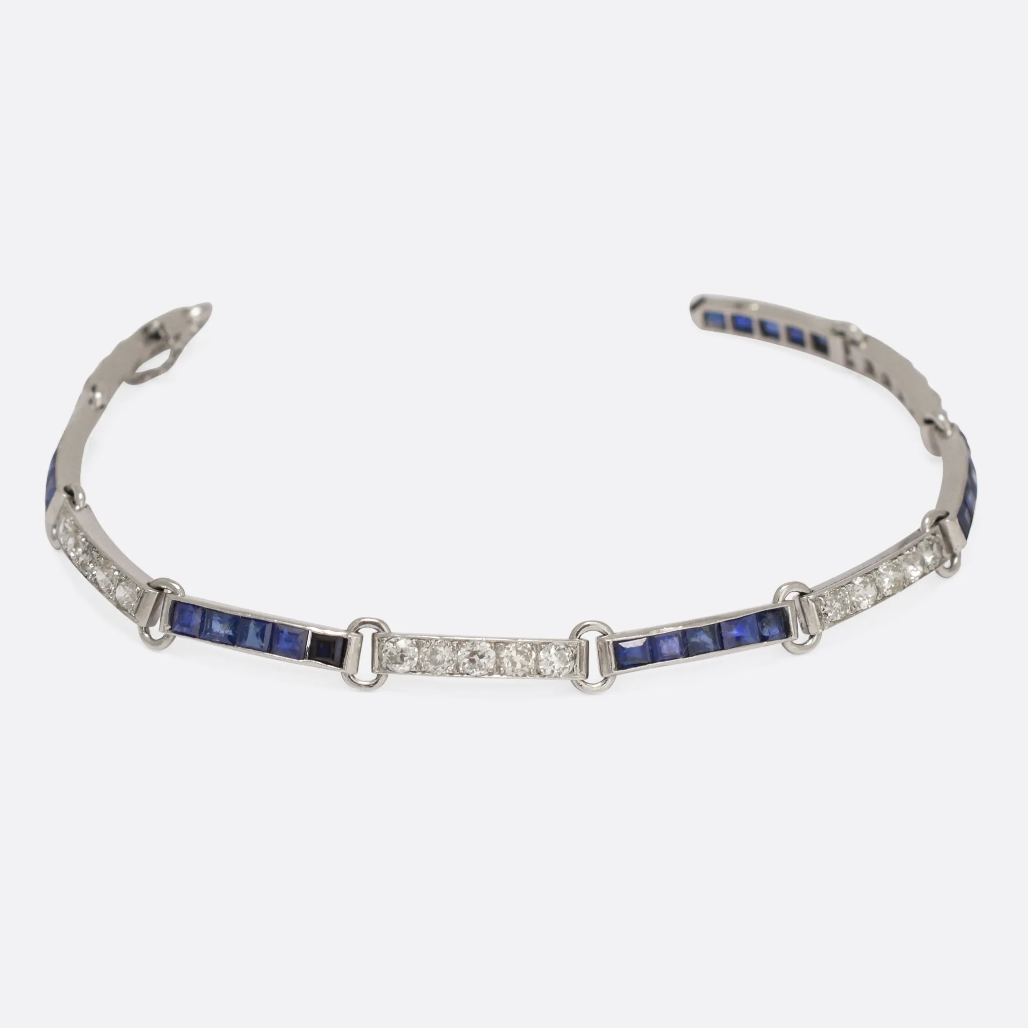 French Art Deco Sapphire & Diamond Bracelet