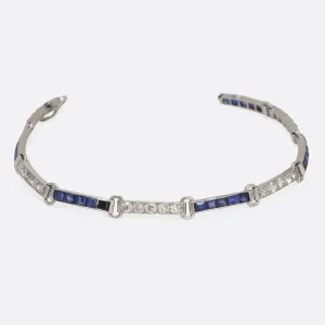 French Art Deco Sapphire & Diamond Bracelet