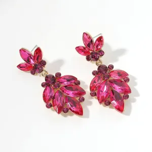 Fuchsia CZ Teardrop Pageant Earrings | Prom Earrings  |  662744