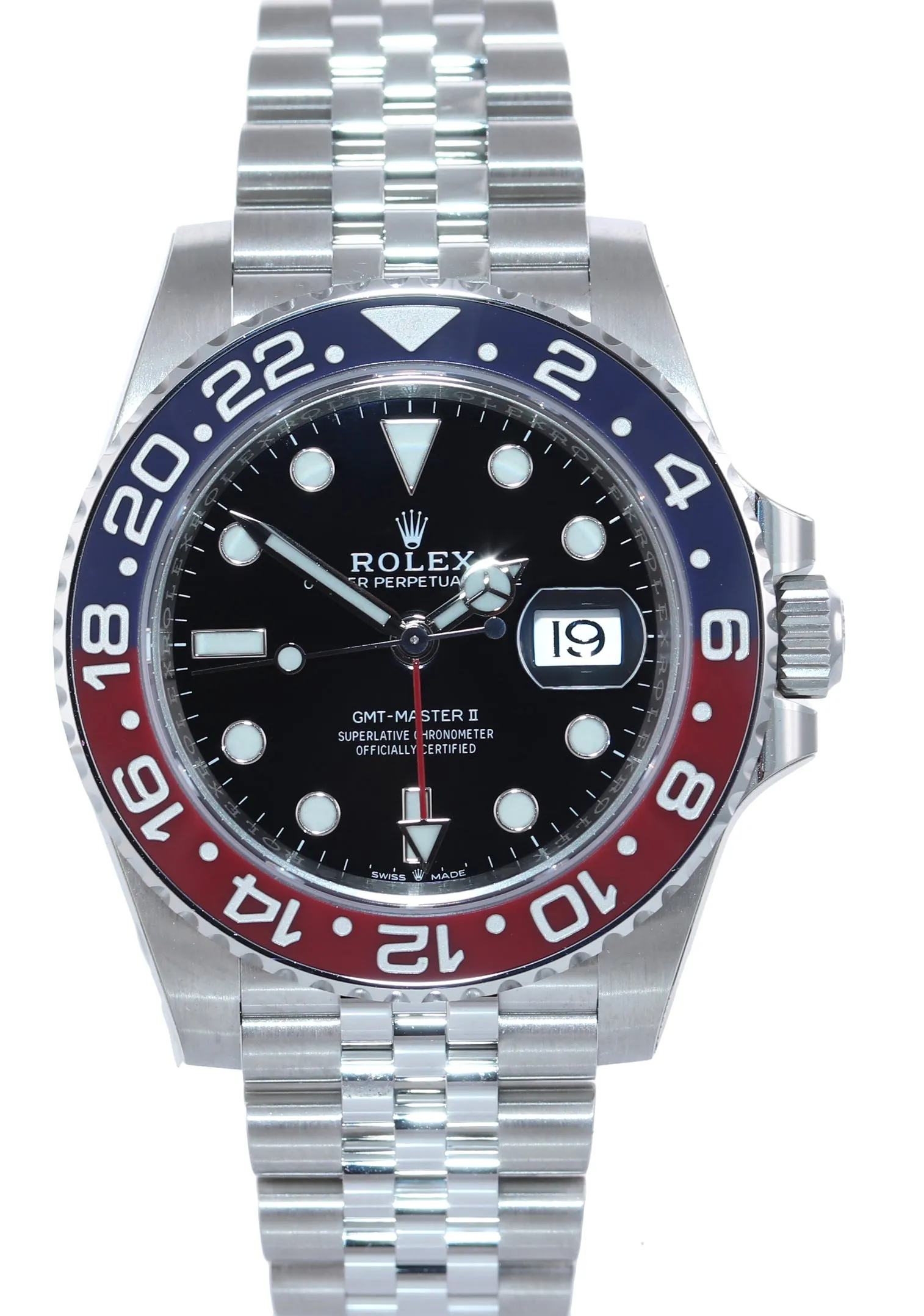 FULLY STICKERED PAPERS Rolex GMT Master PEPSI Blue Jubilee Ceramic 126710 Watch
