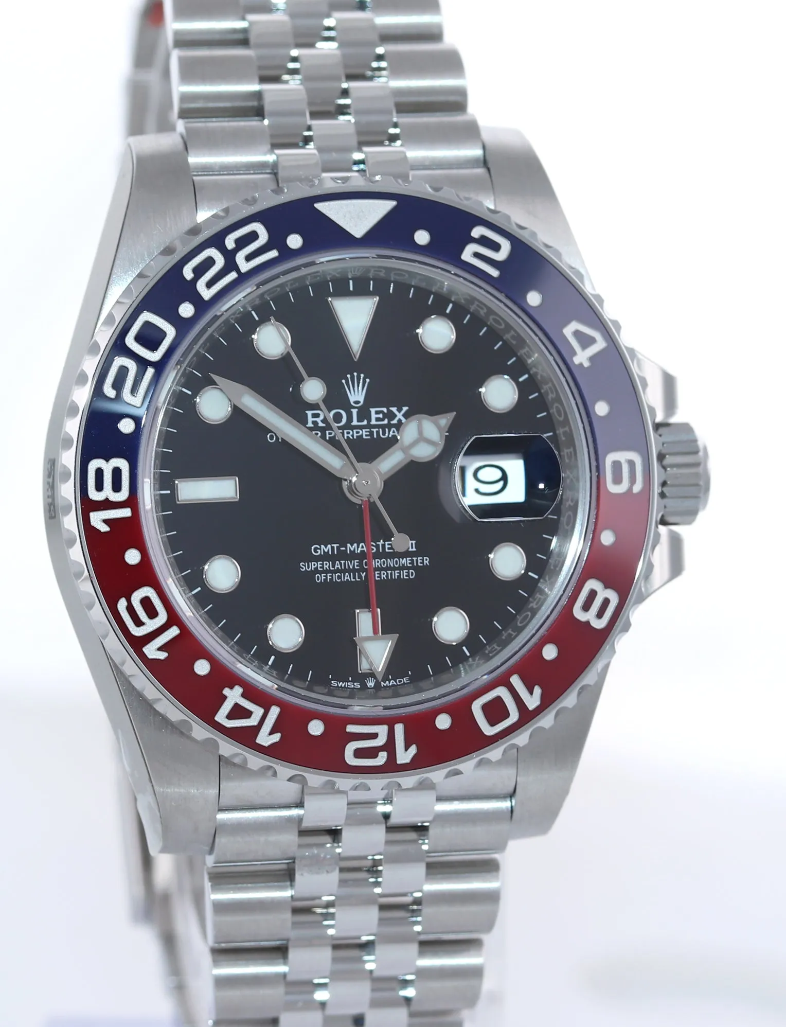 FULLY STICKERED PAPERS Rolex GMT Master PEPSI Blue Jubilee Ceramic 126710 Watch