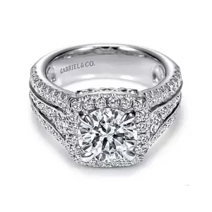 Gabriel & Co. Amavida "Dawn" Cushion Halo Diamond Engagement Ring