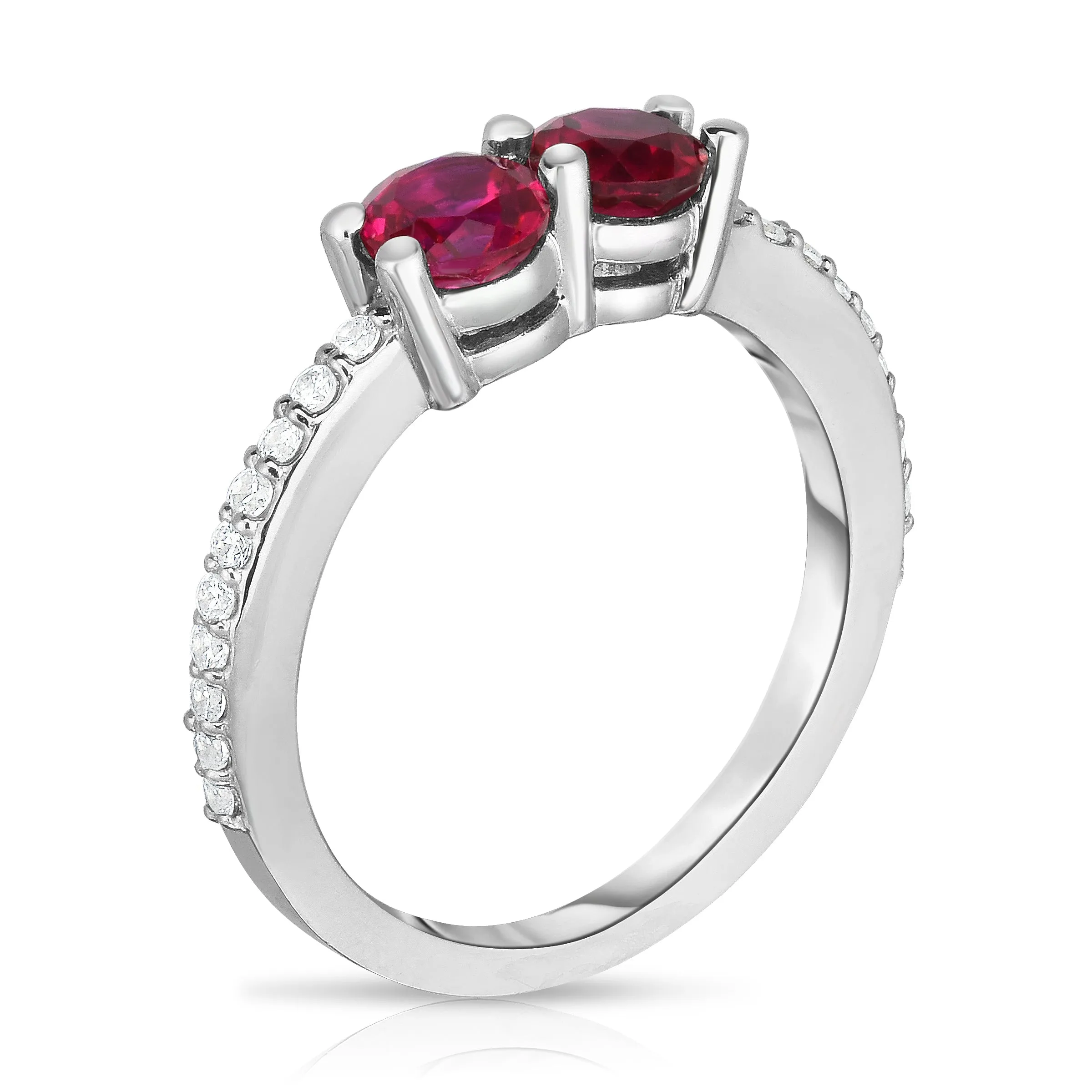 Gemstone and 0.12Ct Diamond Ever Us Ring in 14K White Gold