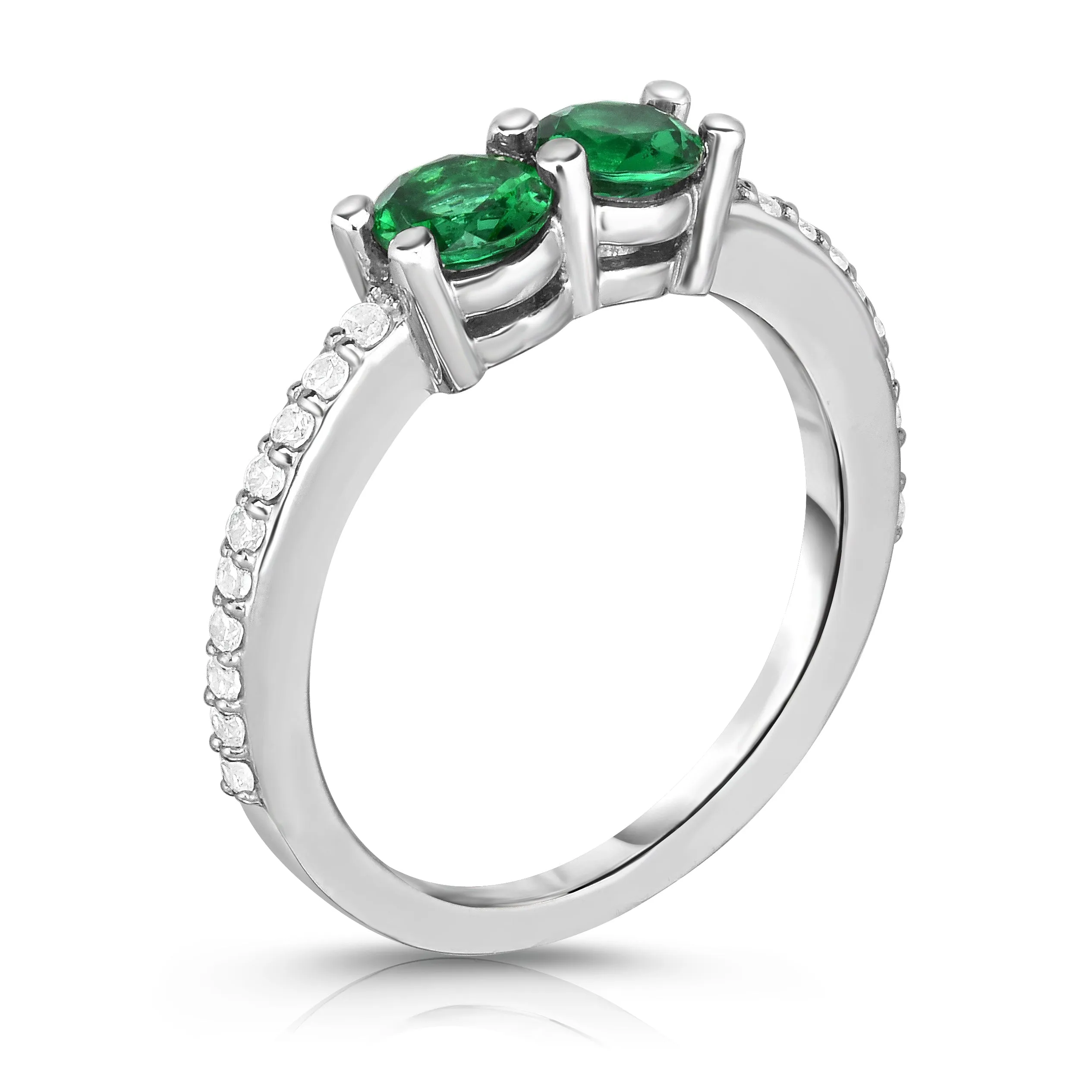 Gemstone and 0.12Ct Diamond Ever Us Ring in 14K White Gold