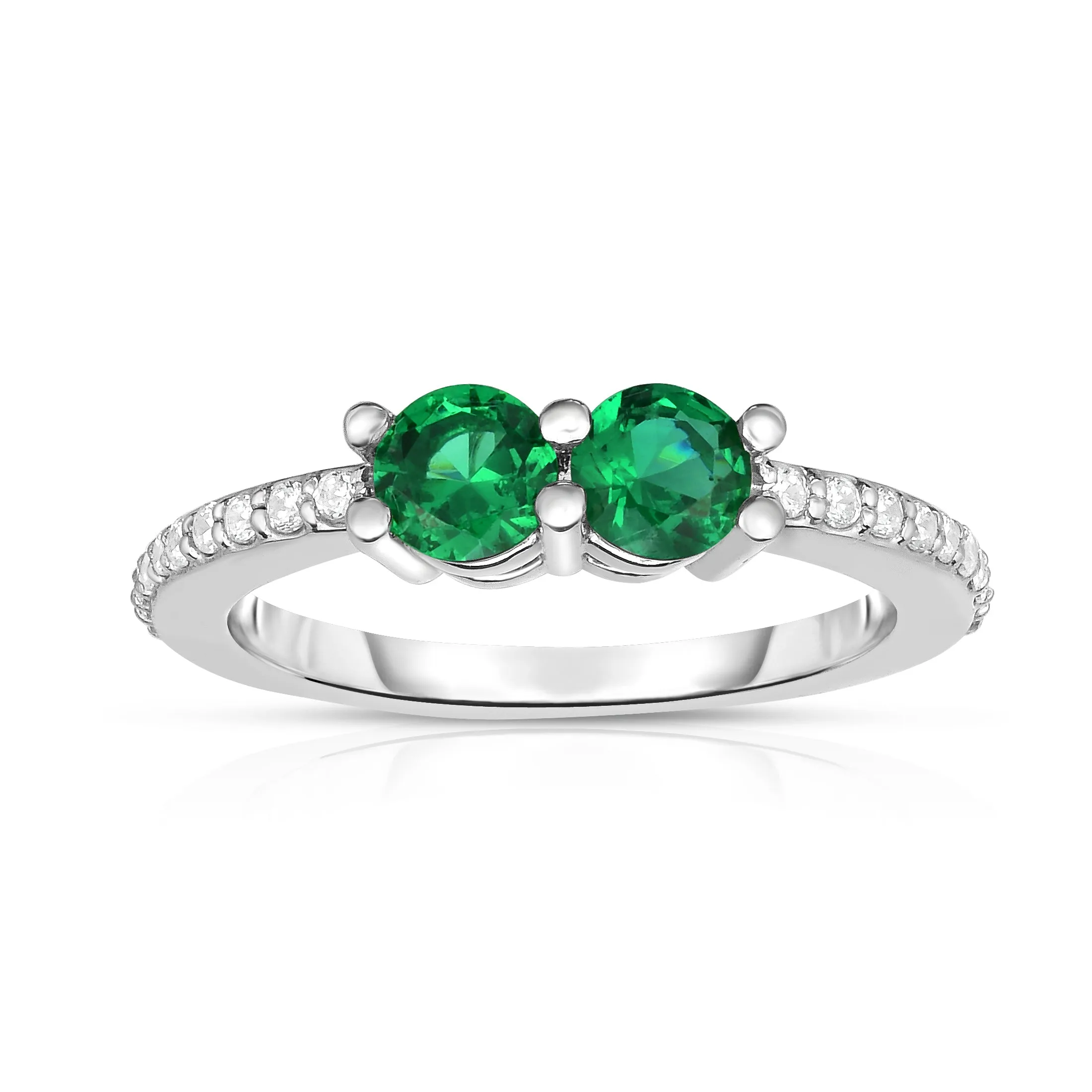 Gemstone and 0.12Ct Diamond Ever Us Ring in 14K White Gold