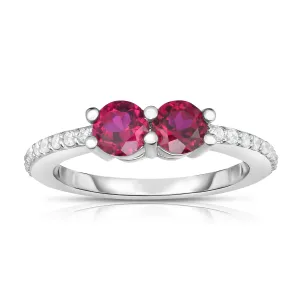 Gemstone and 0.12Ct Diamond Ever Us Ring in 14K White Gold
