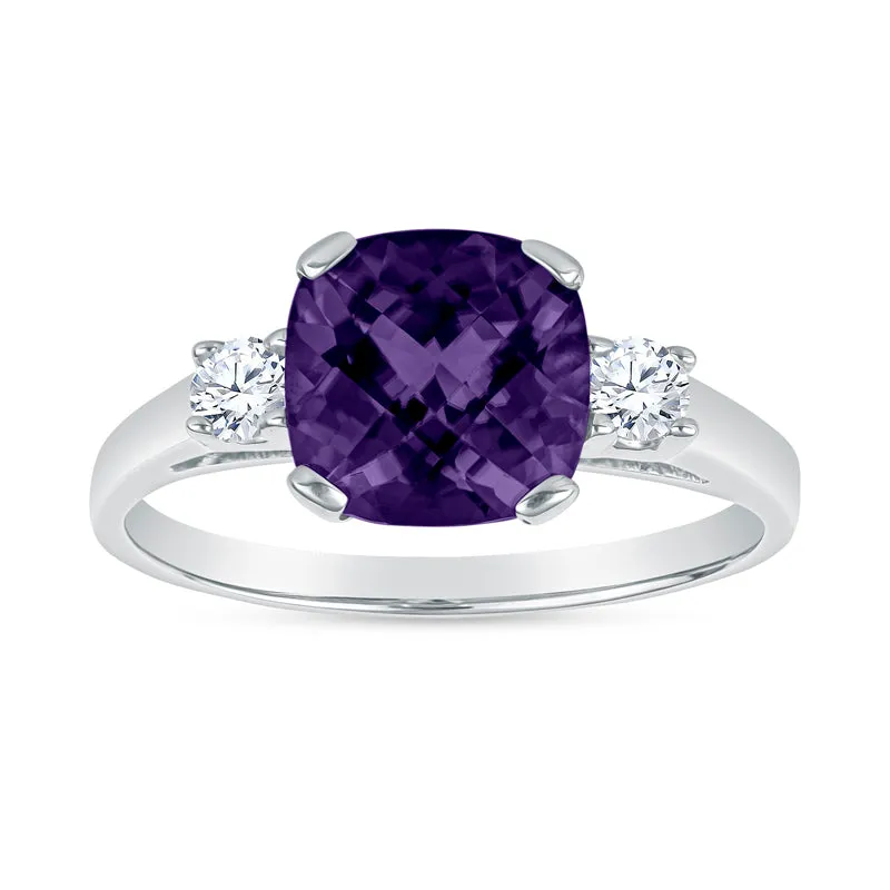 Gemstone Cushion Cut Diamond Ring 14K Gold