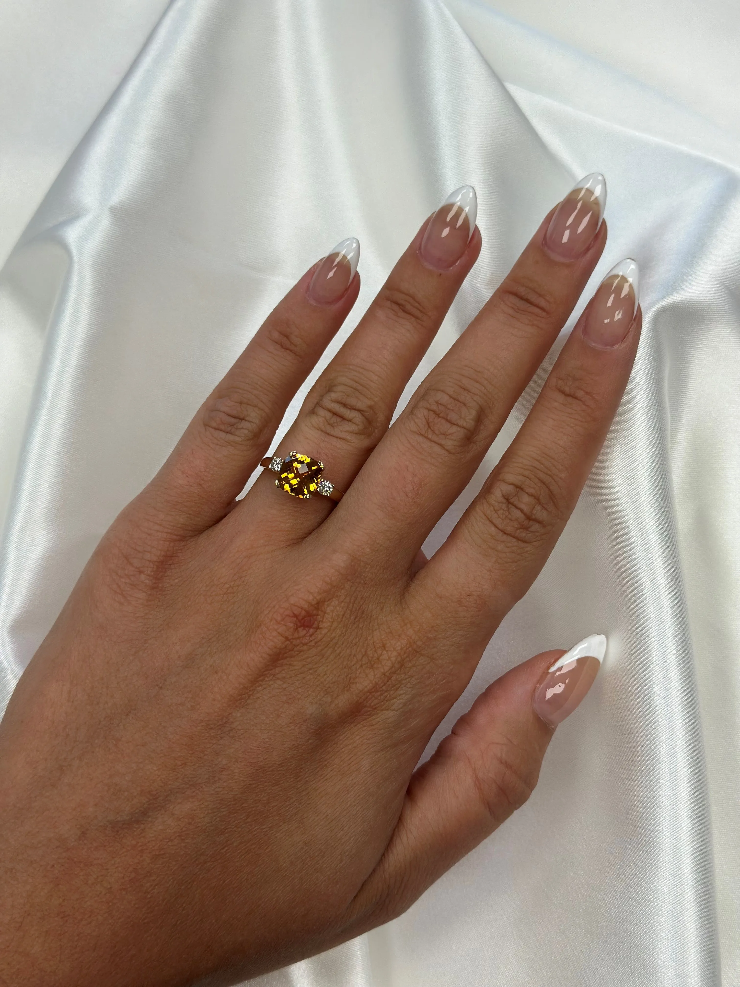 Gemstone Cushion Cut Diamond Ring 14K Gold