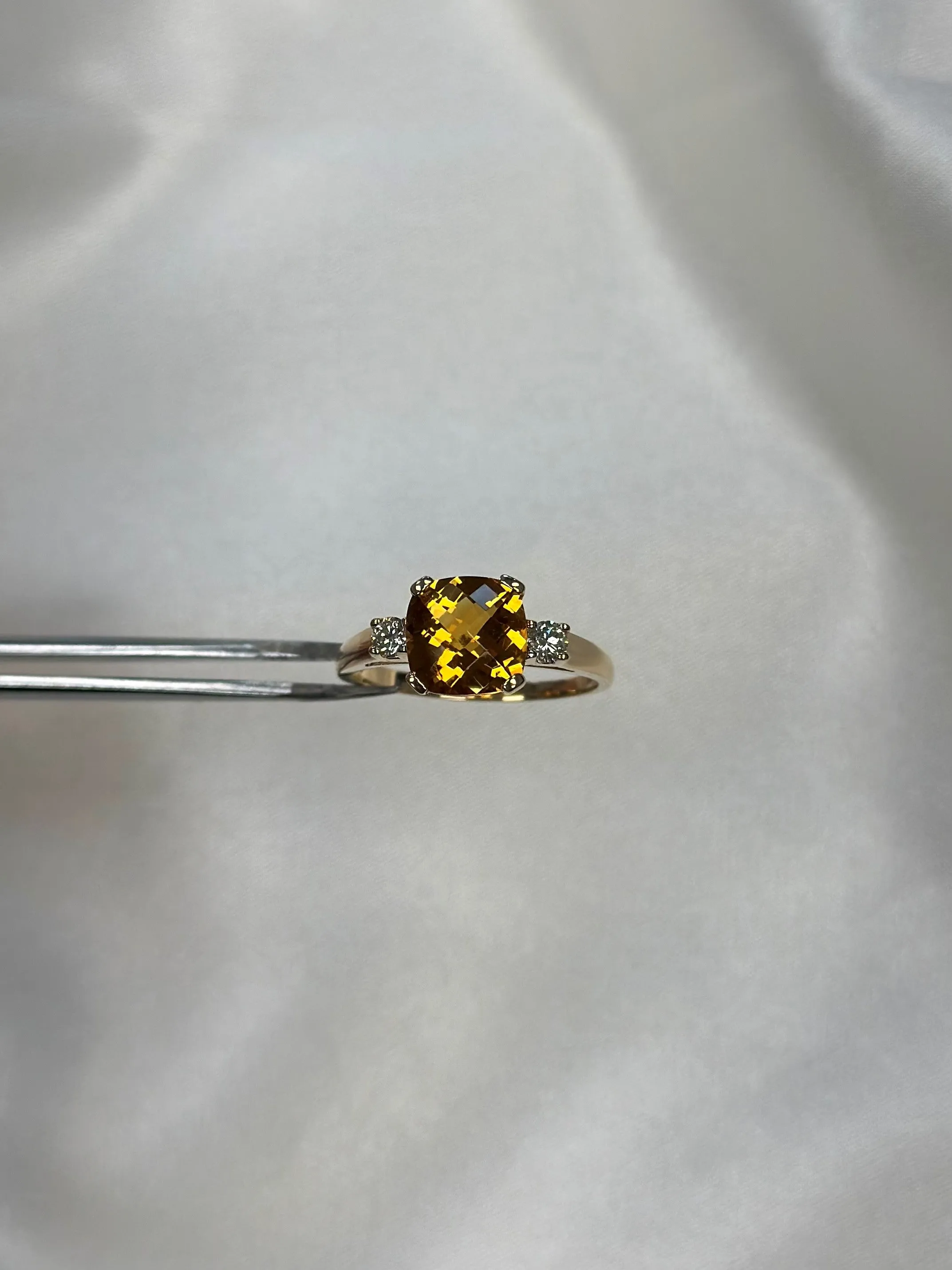 Gemstone Cushion Cut Diamond Ring 14K Gold