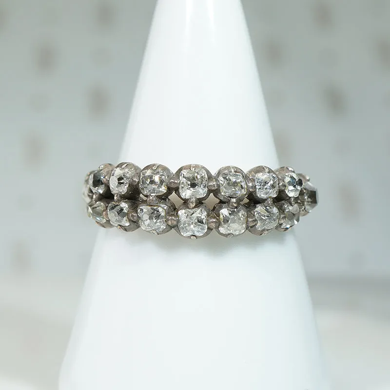 Georgian Double Row Half Hoop Old Mine Cut Diamond Ring