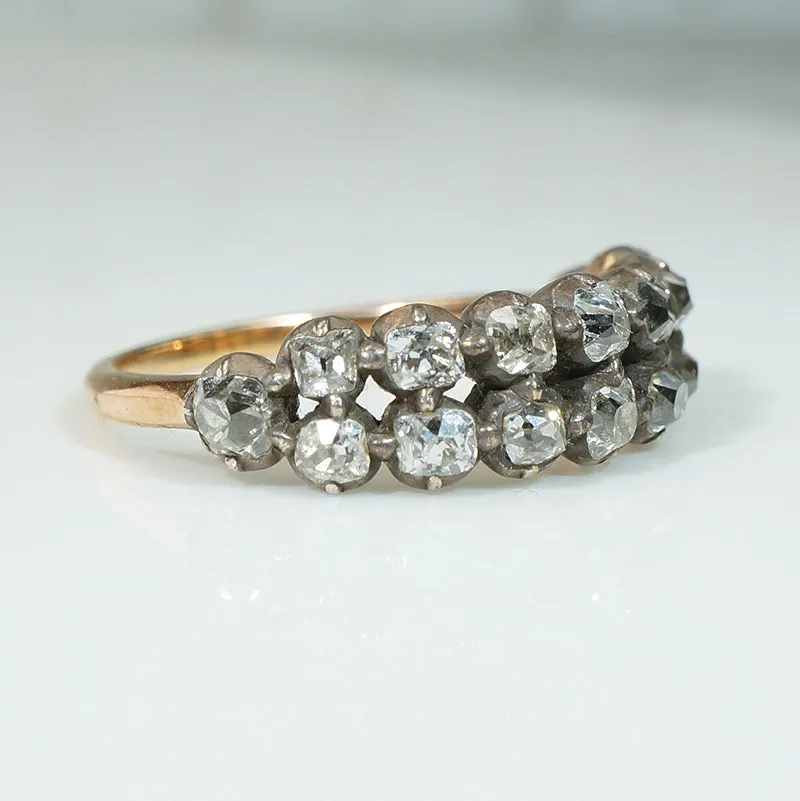 Georgian Double Row Half Hoop Old Mine Cut Diamond Ring