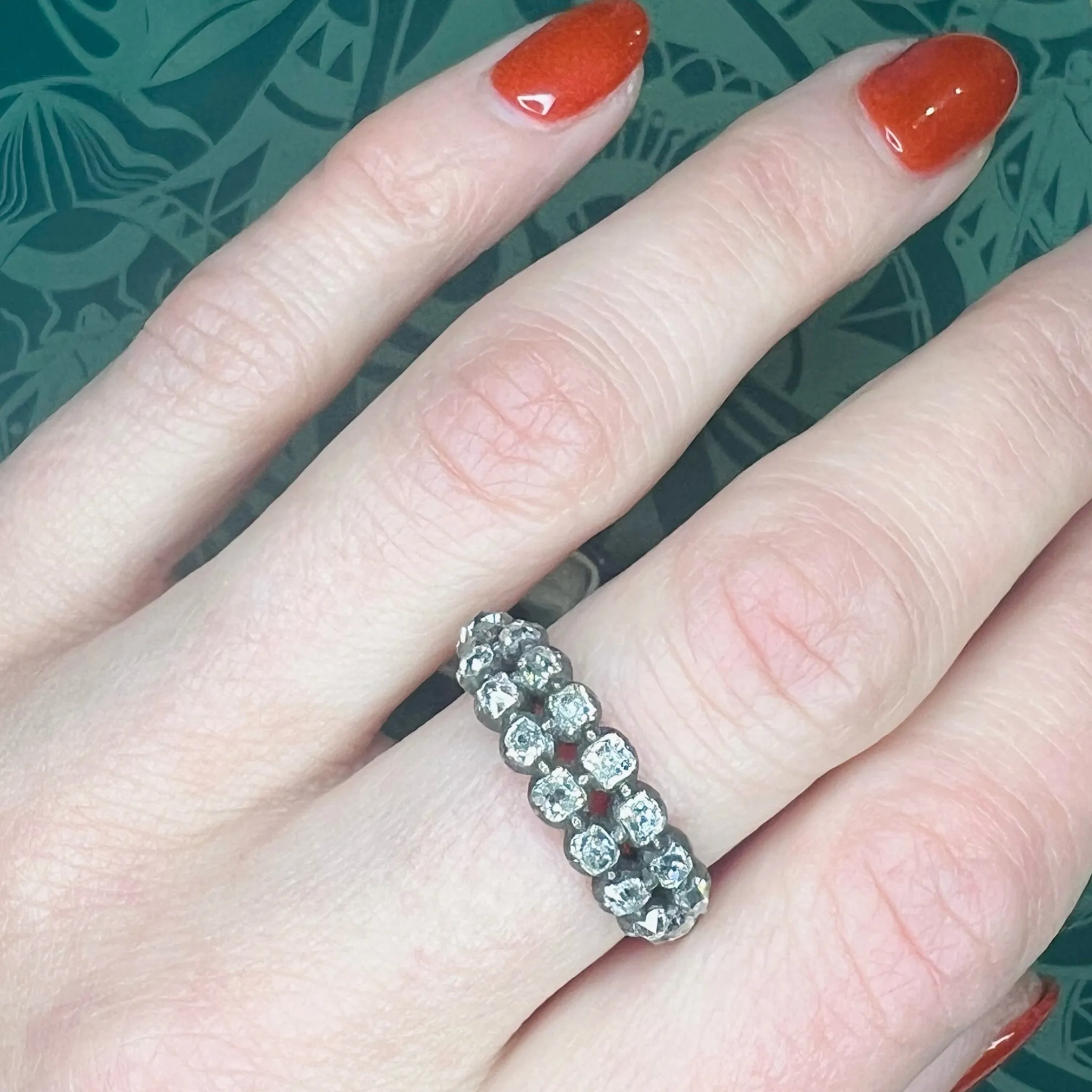 Georgian Double Row Half Hoop Old Mine Cut Diamond Ring