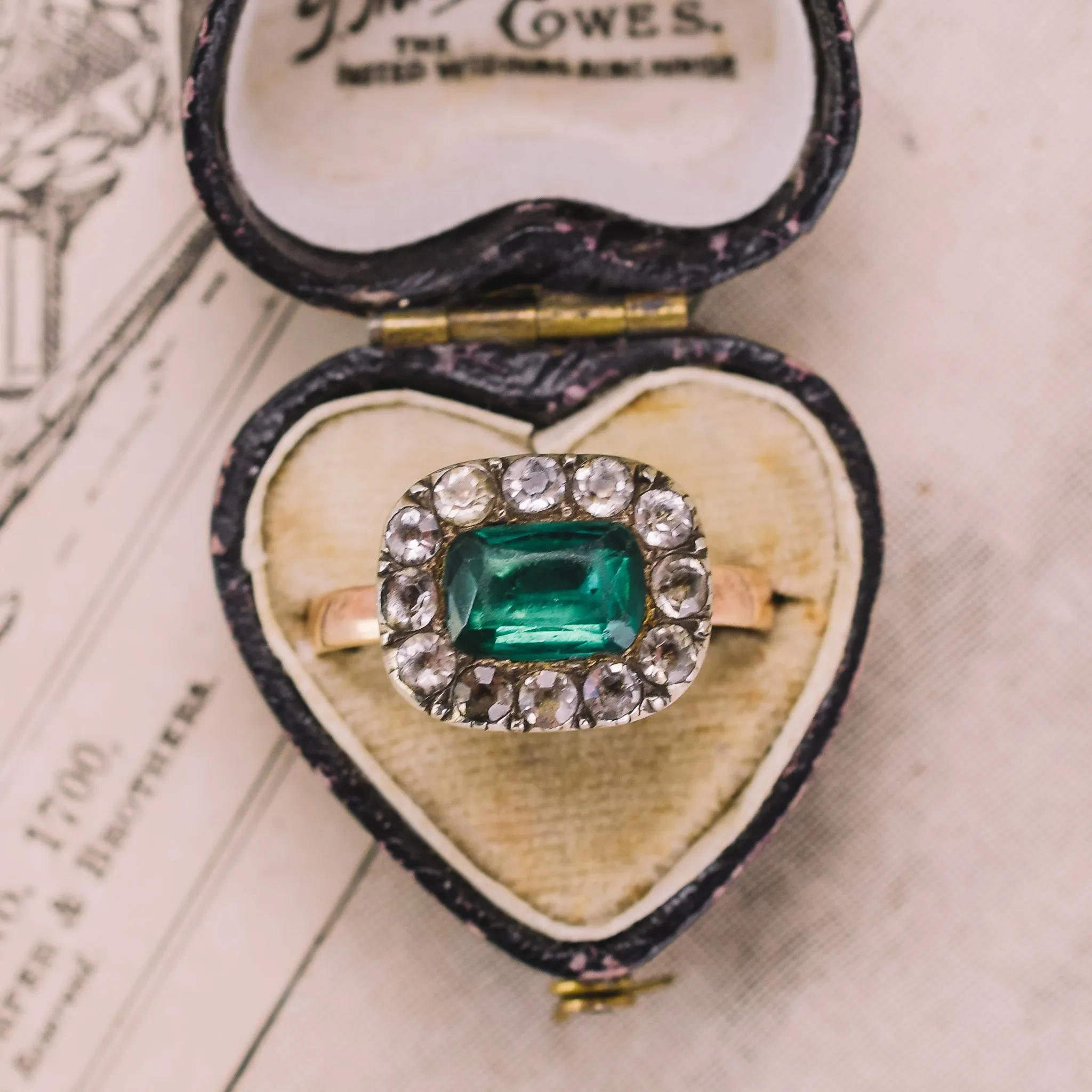 Georgian Emerald Paste Cluster Ring