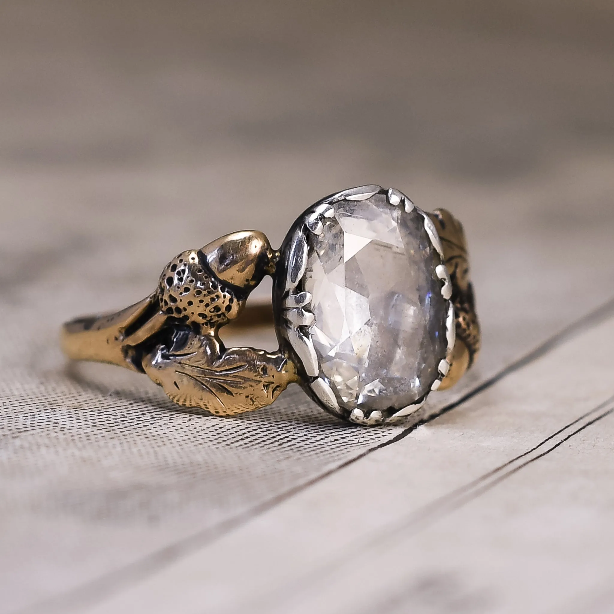 Georgian Oak & Acorn Diamond Solitaire Ring
