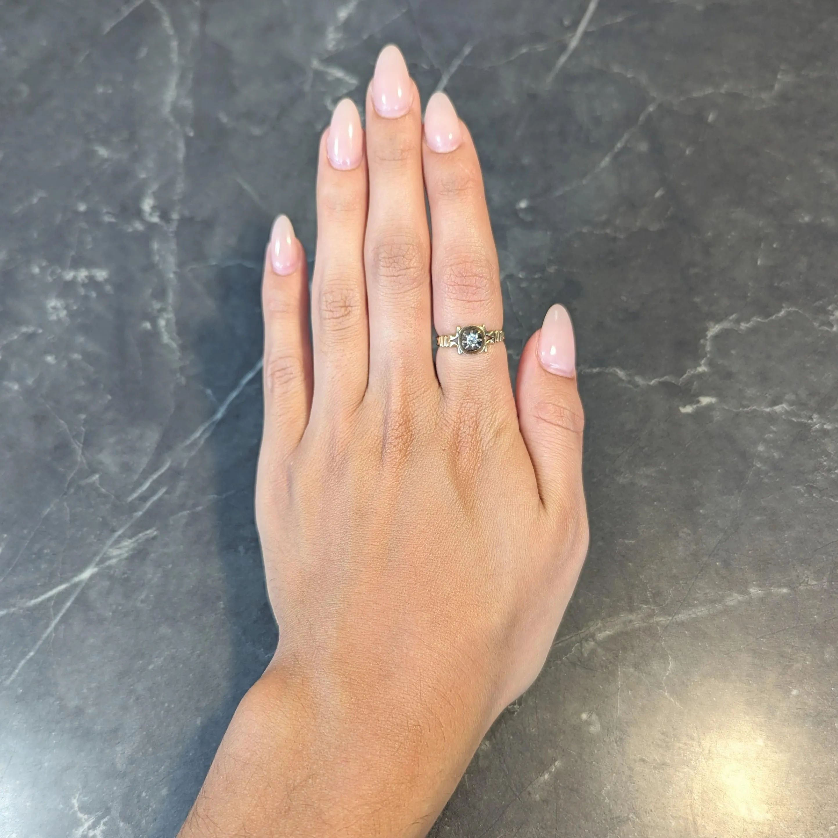 Georgian Old Mine Cut Diamond Silver-Topped 18 Karat Gold Antique Engagement Ring