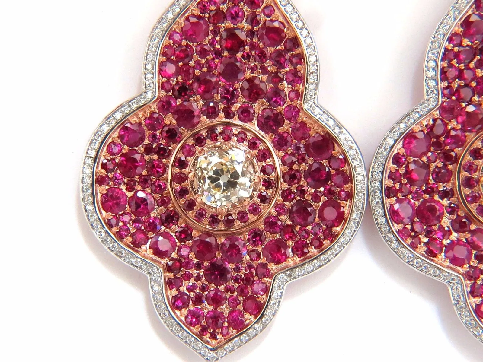 GIA Certified 35.27ct Natural Ruby Diamonds Dangle earrings 18kt Posh Priemeir