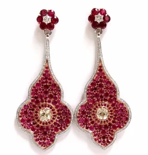 GIA Certified 35.27ct Natural Ruby Diamonds Dangle earrings 18kt Posh Priemeir