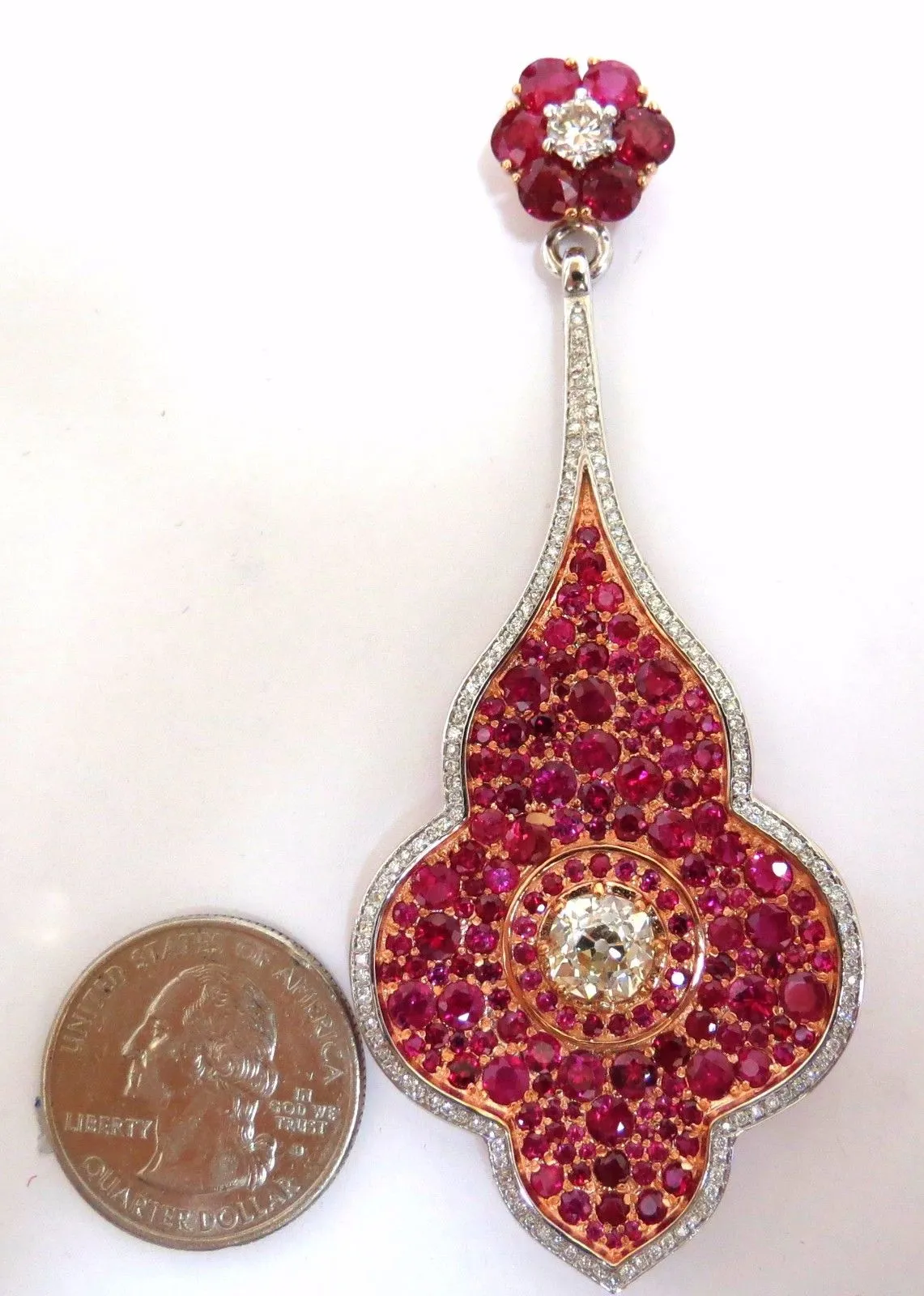 GIA Certified 35.27ct Natural Ruby Diamonds Dangle earrings 18kt Posh Priemeir